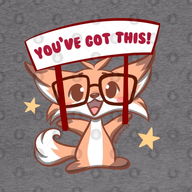 Cute Kawaii Nerd Fox you got this cheering by Kyumotea